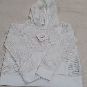 Gymboree Girls White Mesh Sweater with Hoodie